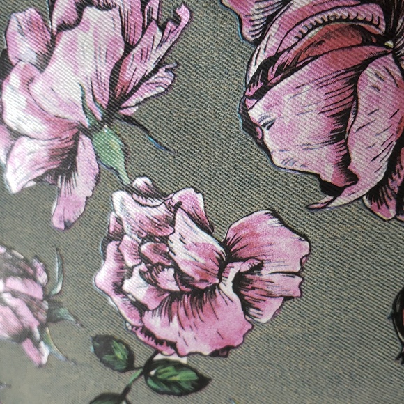 Fabulous Betsey Johnson Big Bow Denim Rose Print Shoulder Straps Tote - Picture 2 of 15